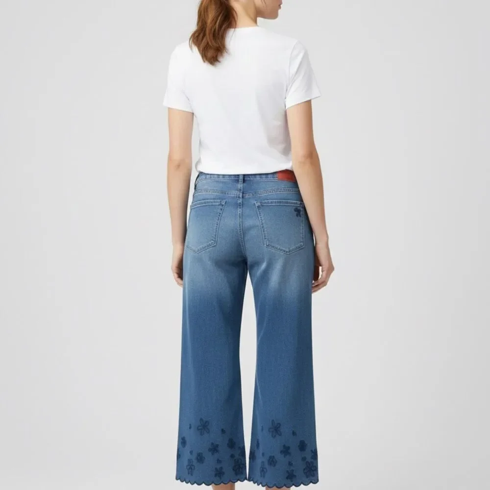 BlueFox Collective Scalloped Hem Embroidered Wide Crop 18
